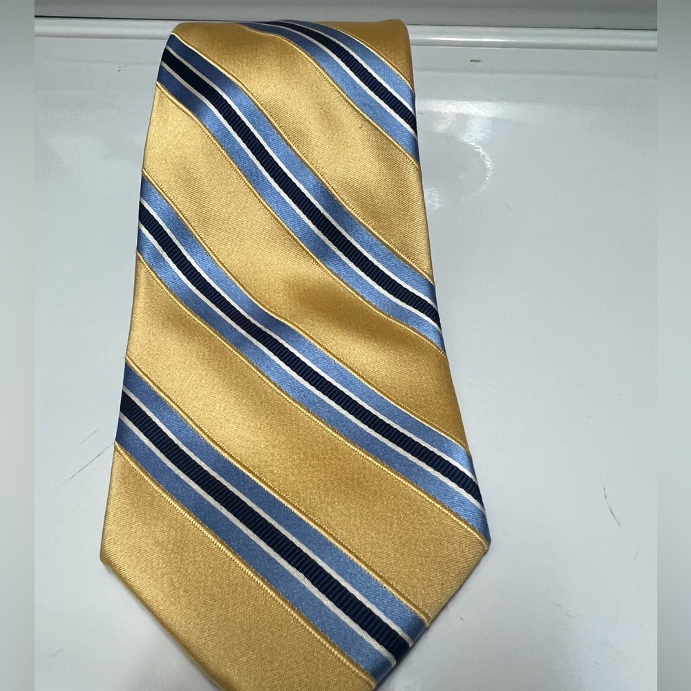 Tommy Hilfiger Gold and Blue Striped Tie